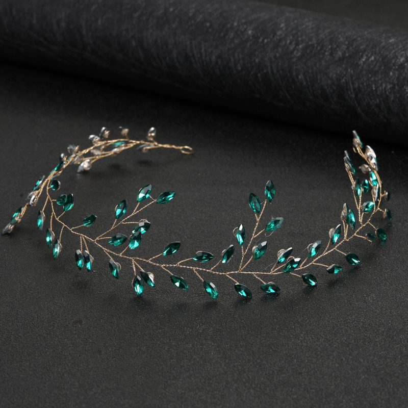 Moteriška vestuvinė plaukų juosta su stiklo danga, pritaikoma