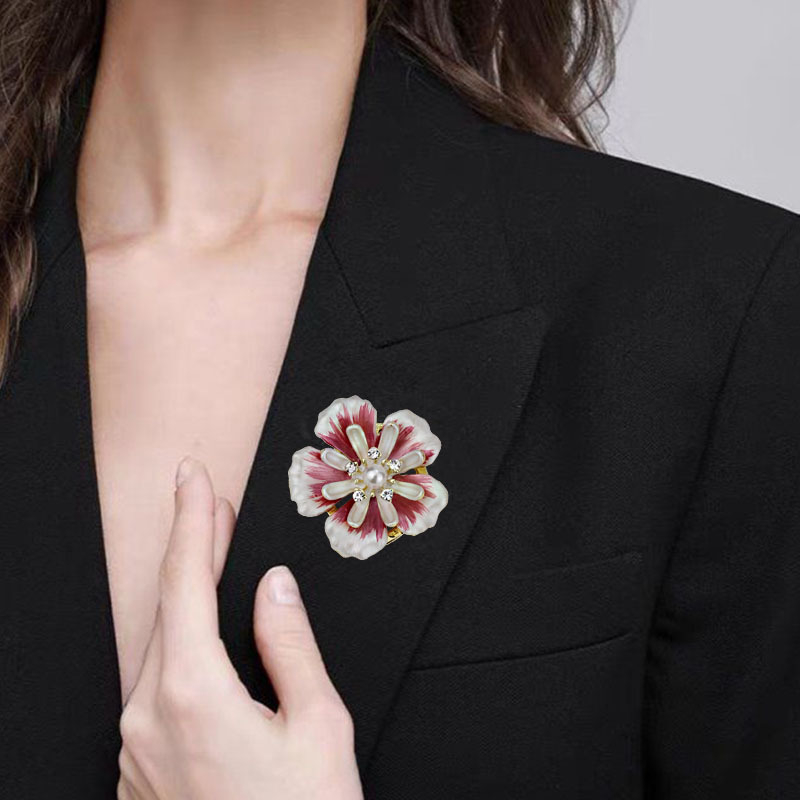 Broșă cu floare de bujor, dublă utilizare pentru șal/ținută, aliaj, formă de floare, placare electrolitică, decorativă