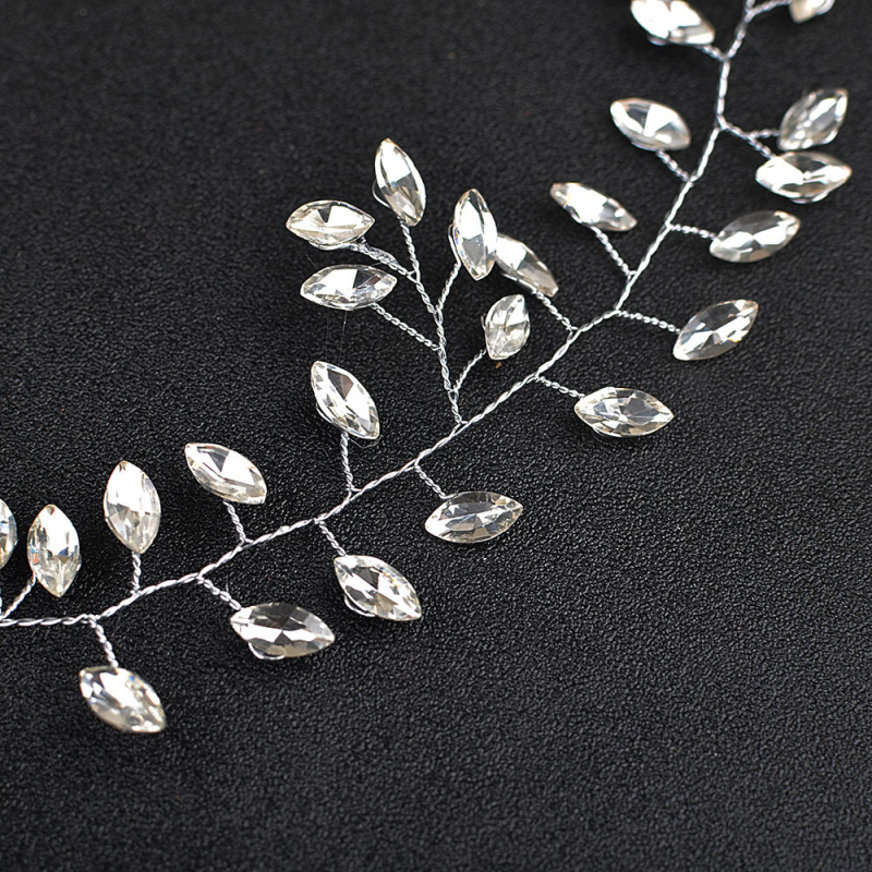 Kristalinė plaukų juostelė su variniu vielos įvadu, gėlių stiliaus vestuvinis aksesuaras, personalizuojamas