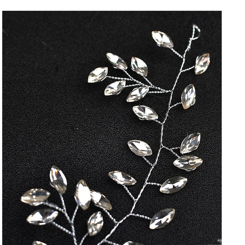 Plaukų juosta su kristalais – languotas raštas, gėlių dizainas, moterims (Medžiaga: Kristalas; Prekės ženklas: The Brightest Star; Stilius: moterims)