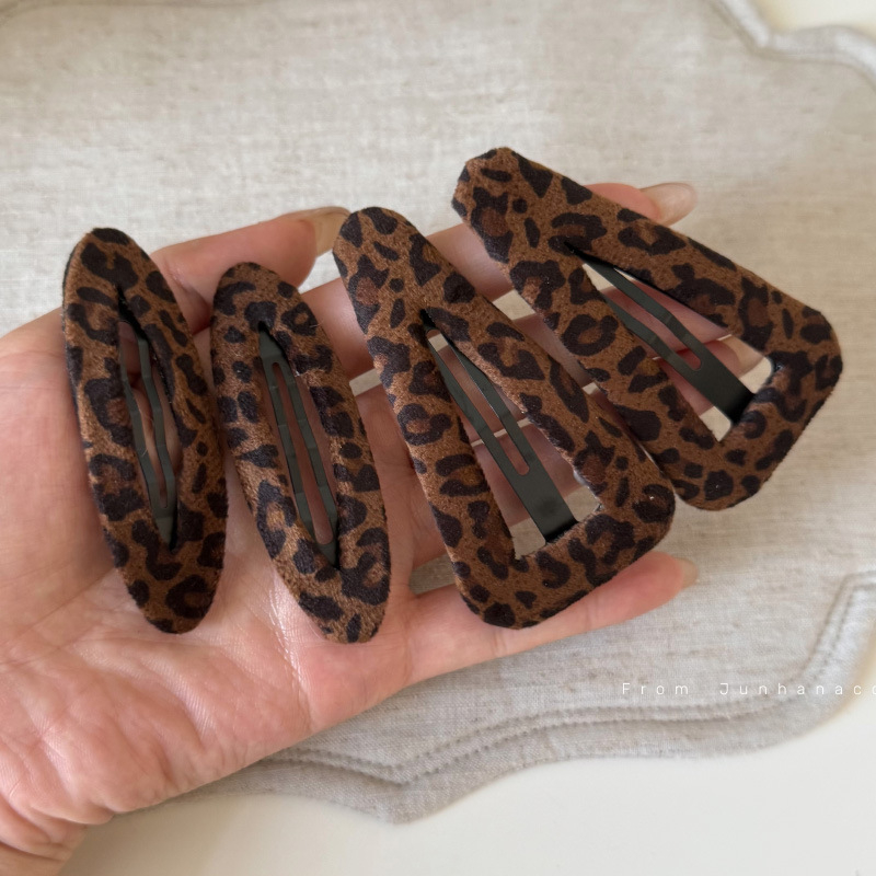 Baršunasti klip za kosu s leopard uzorkom, BB klip, ručna izrada, lagani luksuzni stil