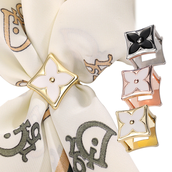 Kopča za šal od legure, cvjetnog oblika, s ugrađenim bijelim zlatom, Limu, šifra Dd0158