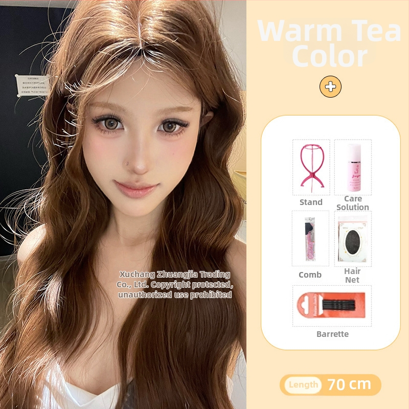 Garā viļņota parūka ar priekšējo mežģīni, modelis L150, daļēji roku darīta, augstas temperatūras izturīgas šķiedras, mūsdienīgs minimālisma stils.