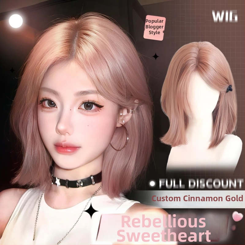 Visiškai perukas moterims su trumpais tiesiais plaukais, Korėjos stiliaus, įstrižos kirpčiukai, atsparus karščiui pluoštas, apdorojimo technologija: mechanizmas