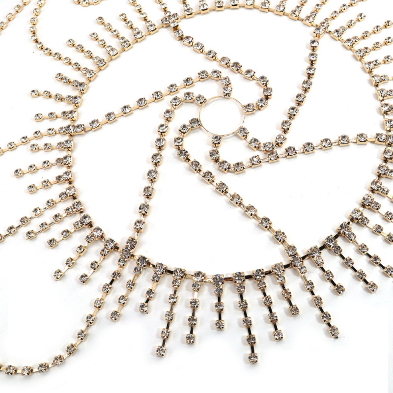 Moteriška plaukų grandinėlė su kutais ir krištolais, elektroplakavimas, atskirai įpakuota, 2025 metų žiema