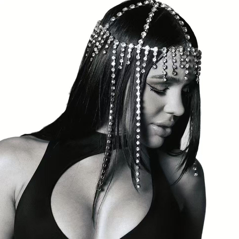 Ženski lanac za kosu s resicama od štrasa – elektroplatirano, porijeklo Yiwu