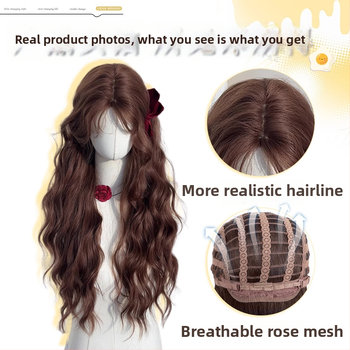 Parūka Kenny wig; augstāk temperatūras sintētiskā šķiedra; garas cirtas ar slīpiem bangs; ūdens viļņu tekstūra