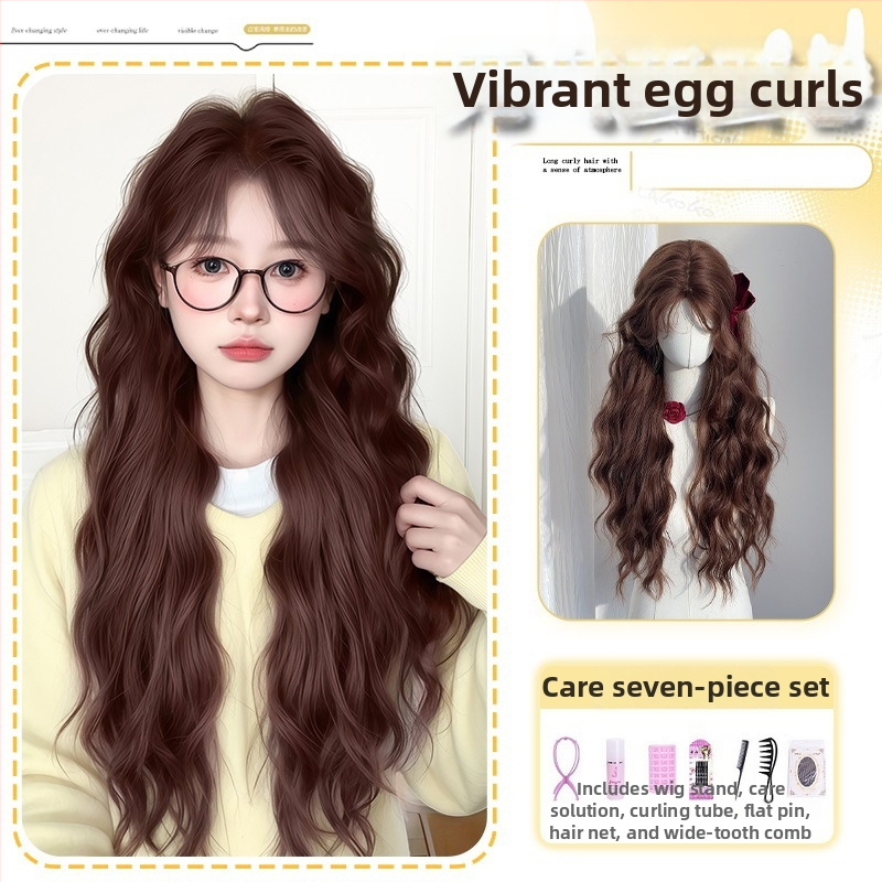 Garā viļņota parūka ar sānu bangs, termiski izturīgas šķiedras, dabisks stils (Bez permām vai krāsošanas)