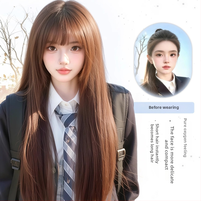 Parukas, proteiinist siidist sirged juuksed, mehhaaniline töötlus, universaalne sobivus, ei värvita ega permita