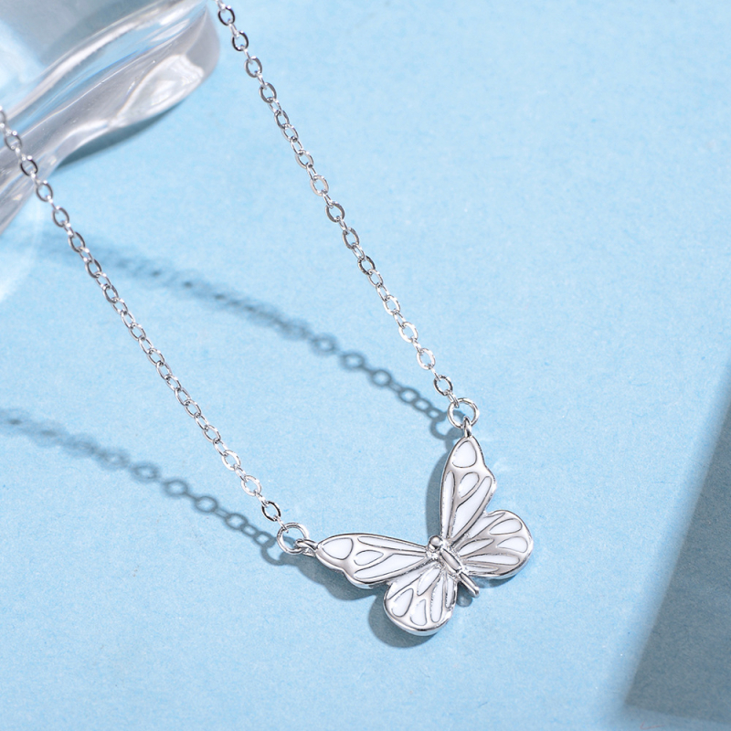 Pillangó nyaklánc, S925 ezüst, erdei stílus, keresztlánc, 1,9 g