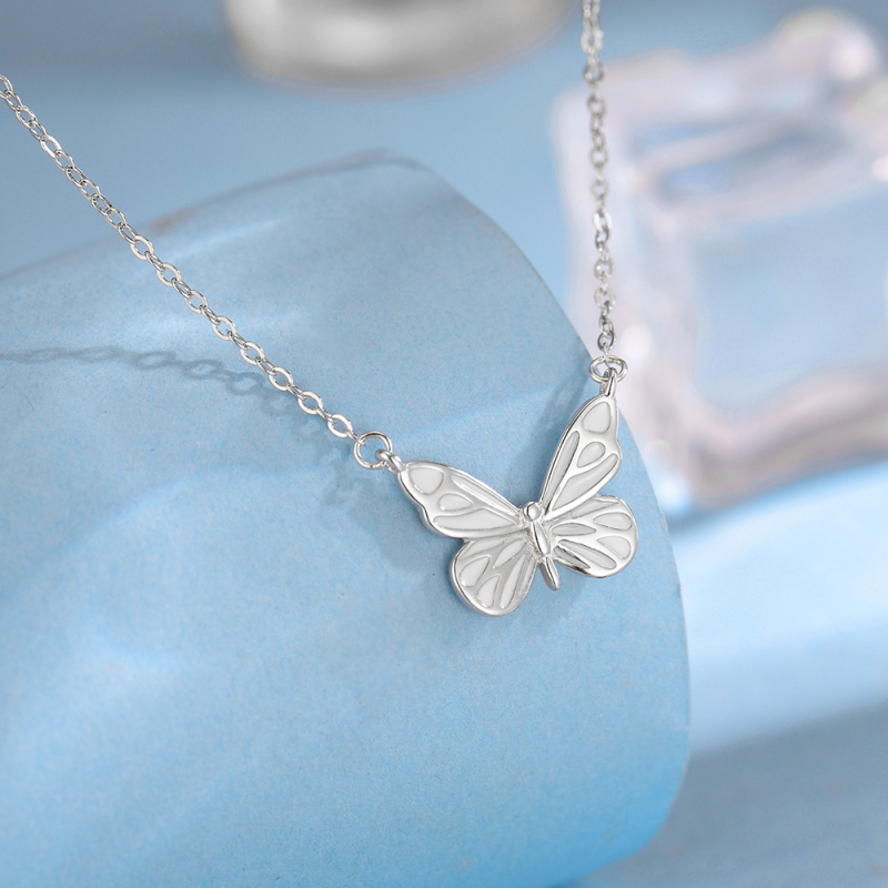 Pillangó nyaklánc, S925 ezüst, erdei stílus, keresztlánc, 1,9 g