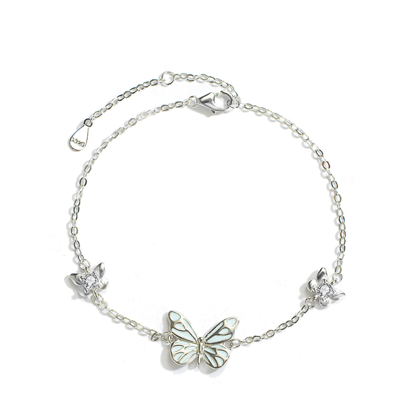 Pillangó nyaklánc, S925 ezüst, erdei stílus, keresztlánc, 1,9 g