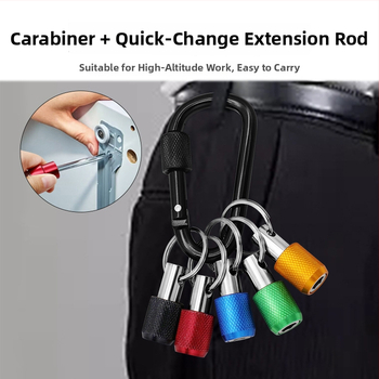 Instrumentu komplekts ar ātras maiņas adapteriem, sešstūra roktura bitēm, ātrās atbrīvošanas vāciņš un konversijas stienis