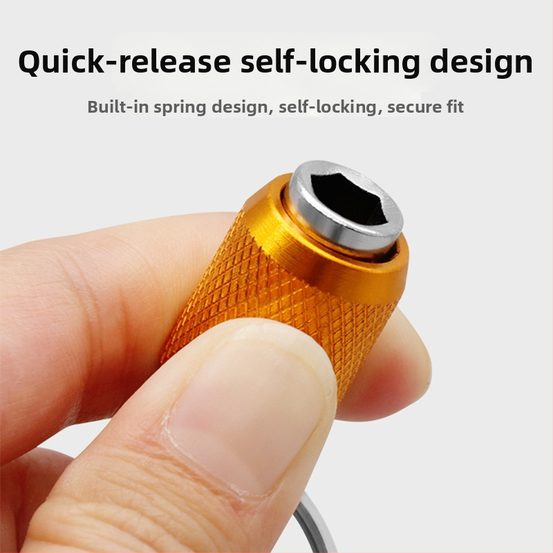 Instrumentu komplekts ar ātras maiņas adapteriem, sešstūra roktura bitēm, ātrās atbrīvošanas vāciņš un konversijas stienis