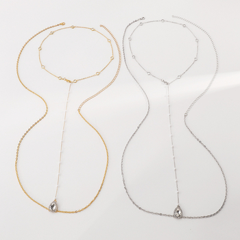 Manig Αλυσίδα σώματος με γεωμετρικό σχέδιο, διακοσμημένη με διαμάντια, υλικό: σίδηρος και ψεύτικα μαργαριτάρια