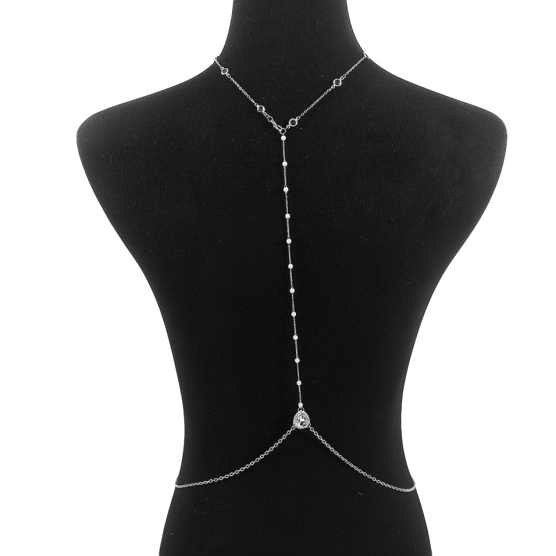 Manig Αλυσίδα σώματος με γεωμετρικό σχέδιο, διακοσμημένη με διαμάντια, υλικό: σίδηρος και ψεύτικα μαργαριτάρια