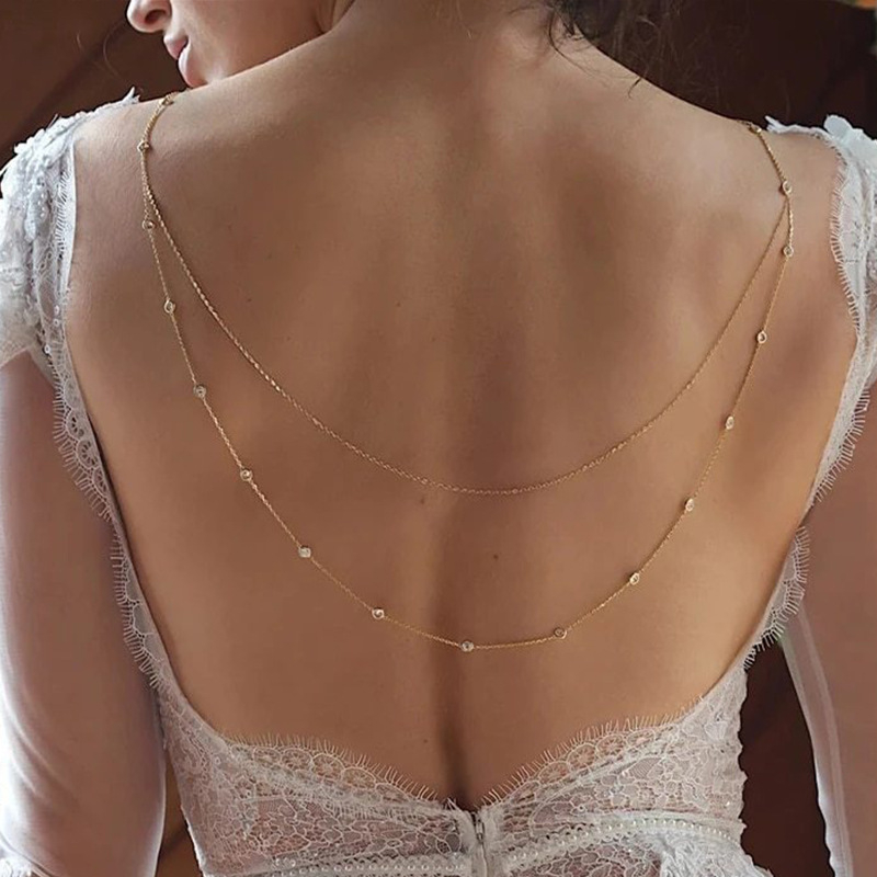Tijelo lanac s bijelim kristalima, platinski dragulji, elektroplating, serija Wedding Banquet