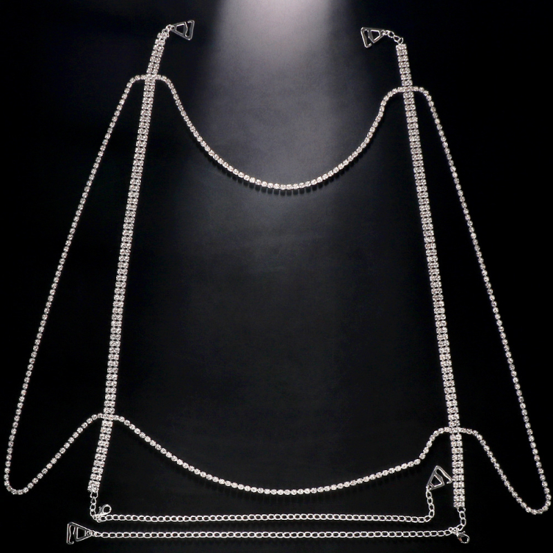 Αλυσίδα ώμου με λευκά κρύσταλλα, κράμα, ηλεκτροπλατίωση, γυναικείο στυλ