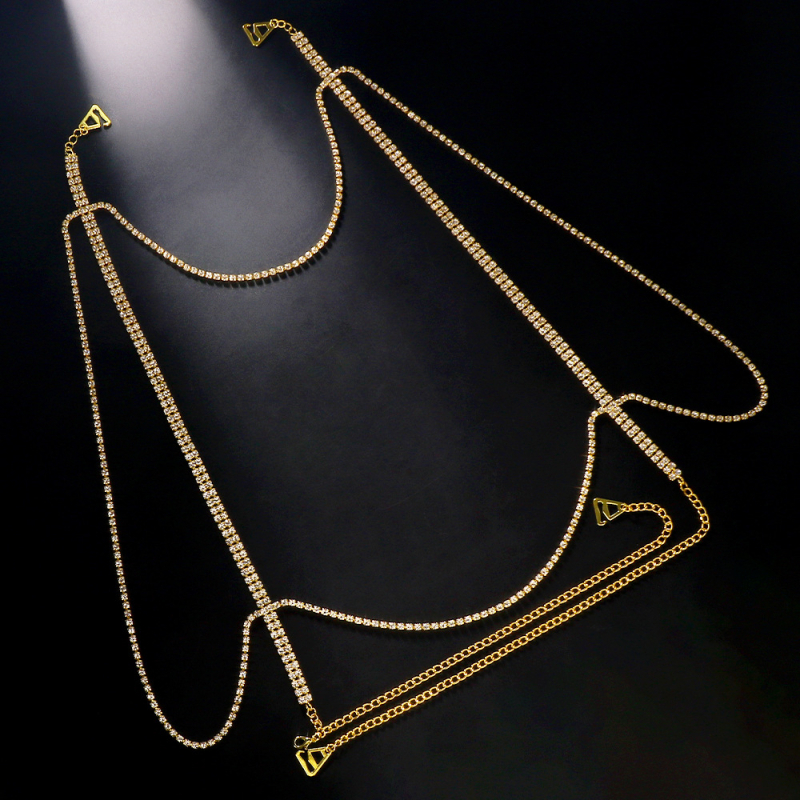 Αλυσίδα ώμου με λευκά κρύσταλλα, κράμα, ηλεκτροπλατίωση, γυναικείο στυλ