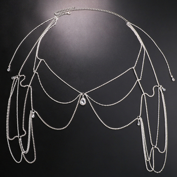 Αλυσίδα ώμου και σώματος με πολυεπίπεδη σχεδίαση σταγόνας νερού, κράμα, κρύσταλλα, ηλεκτροπλατίωση