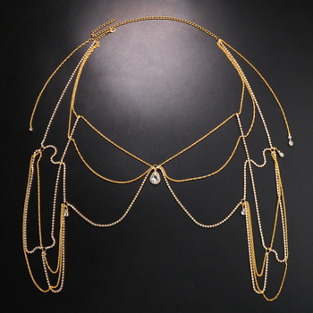 Αλυσίδα ώμου και σώματος με πολυεπίπεδη σχεδίαση σταγόνας νερού, κράμα, κρύσταλλα, ηλεκτροπλατίωση