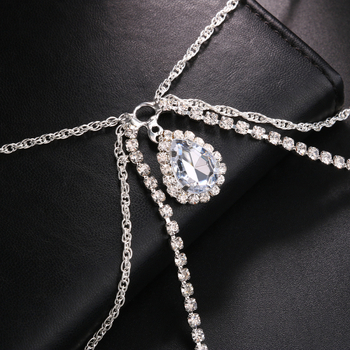 Αλυσίδα ώμου και σώματος με πολυεπίπεδη σχεδίαση σταγόνας νερού, κράμα, κρύσταλλα, ηλεκτροπλατίωση