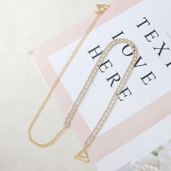 Γεωμετρική αλυσίδα σώματος με στρας, ρυθμιζόμενη κενή αλυσίδα ώμου, κράμα εντοιχισμένων τεχνητών λίθων, ηλεκτροπλατιωμένο κοσμήματα για γυναίκες