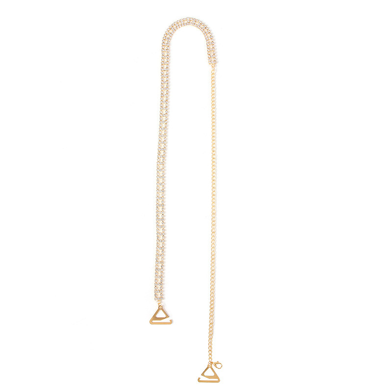 Γεωμετρική αλυσίδα σώματος με στρας, ρυθμιζόμενη κενή αλυσίδα ώμου, κράμα εντοιχισμένων τεχνητών λίθων, ηλεκτροπλατιωμένο κοσμήματα για γυναίκες