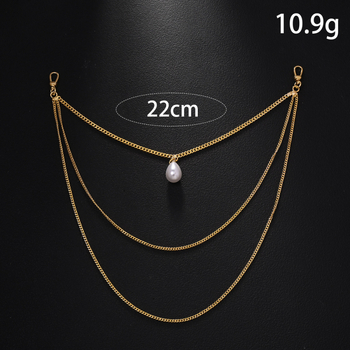 Γυναικεία πολυεπίπεδη αλυσίδα σώματος με μεταλλικό φύλλο, κράμα, με ενσωματωμένες τεχνητές πέτρες