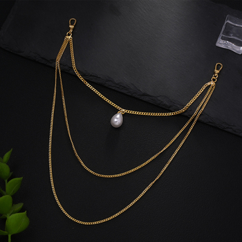 Γυναικεία πολυεπίπεδη αλυσίδα σώματος με μεταλλικό φύλλο, κράμα, με ενσωματωμένες τεχνητές πέτρες