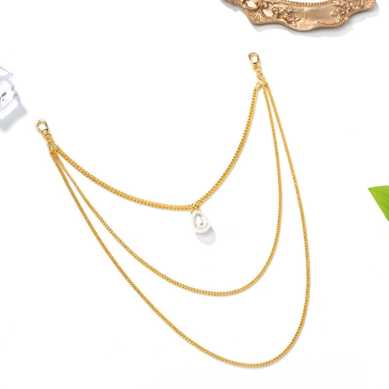 Γυναικεία πολυεπίπεδη αλυσίδα σώματος με μεταλλικό φύλλο, κράμα, με ενσωματωμένες τεχνητές πέτρες