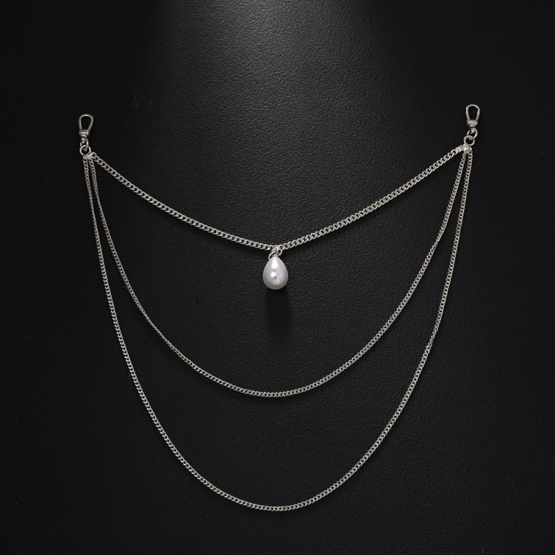 Γυναικεία πολυεπίπεδη αλυσίδα σώματος με μεταλλικό φύλλο, κράμα, με ενσωματωμένες τεχνητές πέτρες