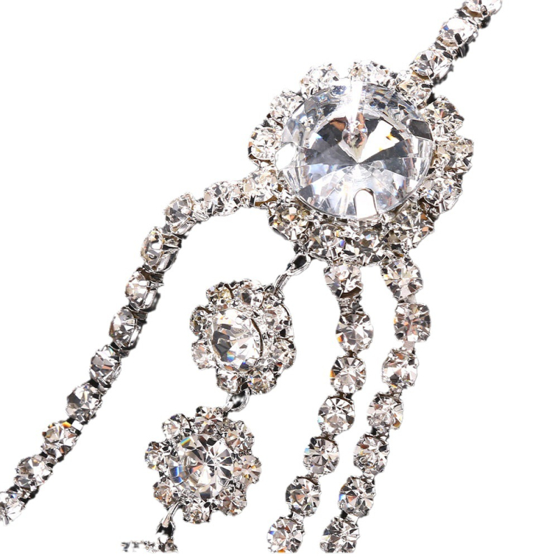 Pečių grandinė su rhinestones, lydinio įdėktais akmenimis, baltais krištolais, vario elektroplėtra