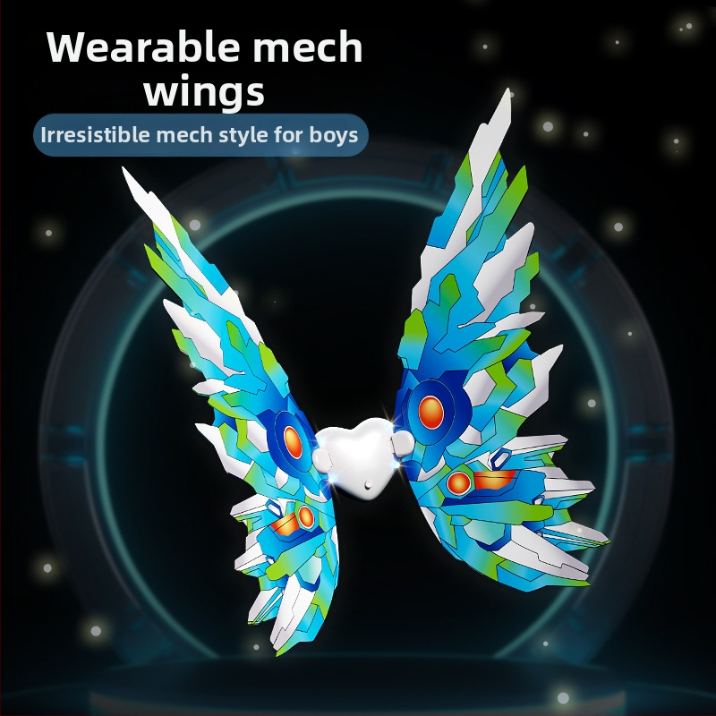 Gaismas tauriņa spārni uz muguras – elektriski kustīgi, plastmasas, interaktīvi bērniem no 4 līdz 6 gadiem