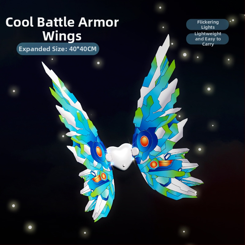 Gaismas tauriņa spārni uz muguras – elektriski kustīgi, plastmasas, interaktīvi bērniem no 4 līdz 6 gadiem