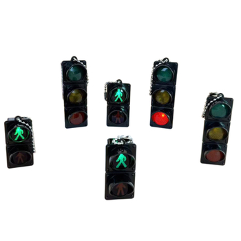LED satiksmes signāla atslēgu piekariņš un somas piekariņš, plastmasas gaismas rotaļlieta, 14+