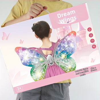 LED gaismas elfu spārni — rotaļlieta ar tauriņa dizainu, plastmasas muguras spārni, bērniem vecumā 4–6 gadi