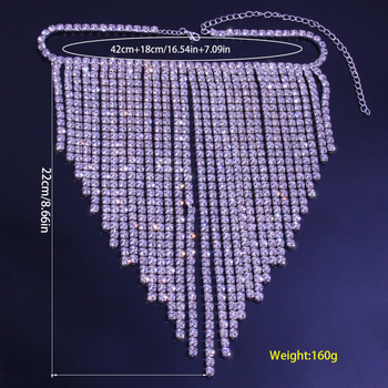 Kūno grandinė iš lydinio su krištolais, geometrinis dizainas, moteriško paprastas stilius