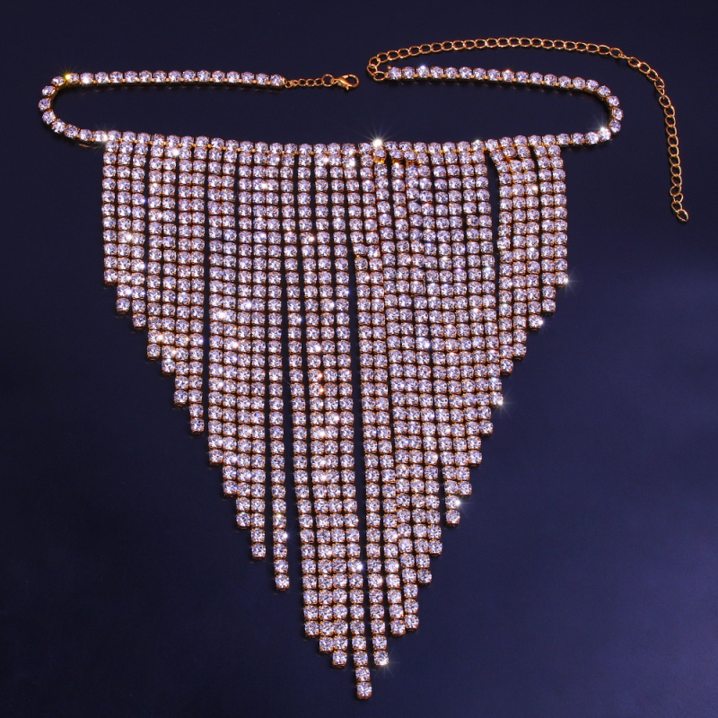 Kūno grandinė iš lydinio su krištolais, geometrinis dizainas, moteriško paprastas stilius