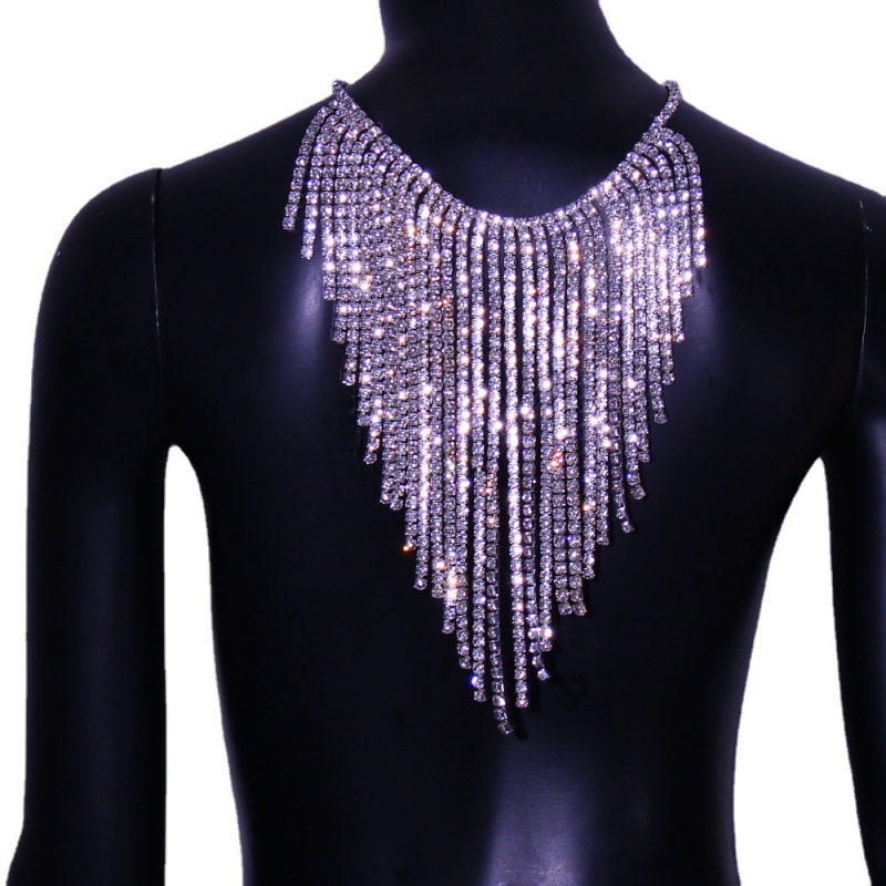 Kūno grandinė iš lydinio su krištolais, geometrinis dizainas, moteriško paprastas stilius