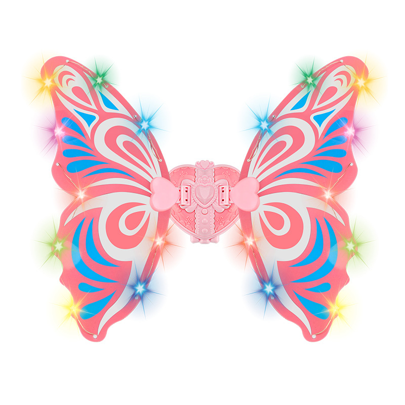Детски светещи пеперудени крилца – унисекс, с звук и светлина, пластмасова конструкция, за деца 4–6 години, реквизит за сценични изпълнения