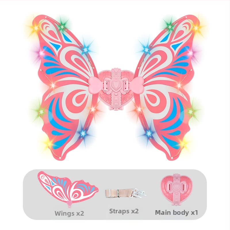 Детски светещи пеперудени крилца – унисекс, с звук и светлина, пластмасова конструкция, за деца 4–6 години, реквизит за сценични изпълнения