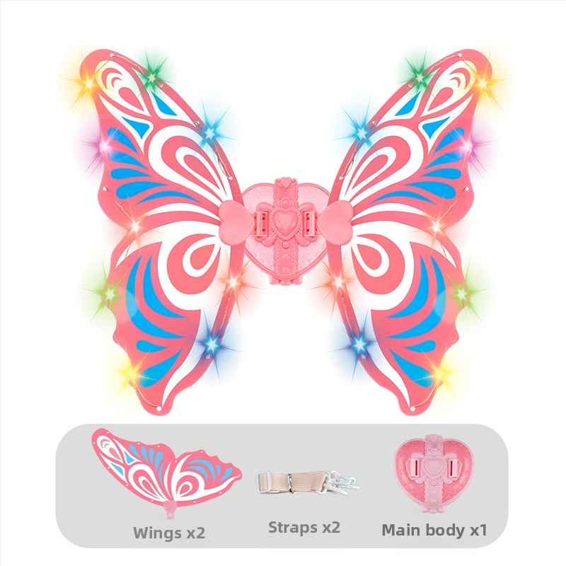 Детски светещи пеперудени крилца – унисекс, с звук и светлина, пластмасова конструкция, за деца 4–6 години, реквизит за сценични изпълнения