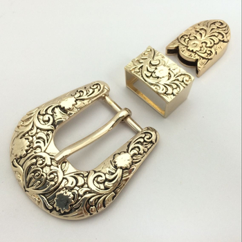 Három darabos övcsat-készlet, cink ötvözetből, etnikus stílus, csattal (tűs csat)