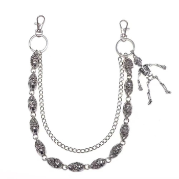 Nadráglánc – üreges koponya, dupla fémréteg, punk stílus, férfiaknak