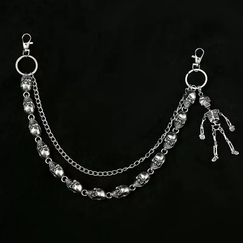 Nadráglánc – üreges koponya, dupla fémréteg, punk stílus, férfiaknak