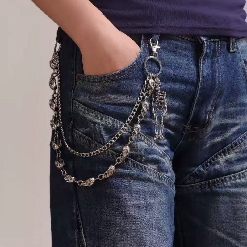 Nadráglánc – üreges koponya, dupla fémréteg, punk stílus, férfiaknak