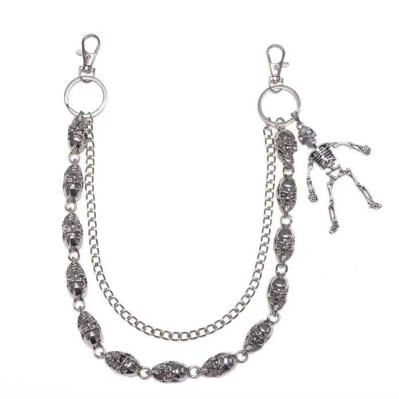 Nadráglánc – üreges koponya, dupla fémréteg, punk stílus, férfiaknak