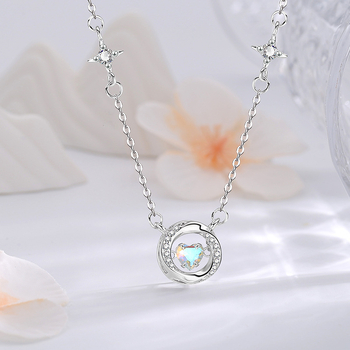 S999 ezüst Möbius szív nyaklánc csillagfényes dizájnnal, ezüst medál, keresztlánc, ősz 2024