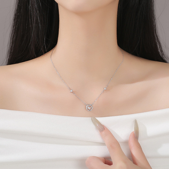 S999 ezüst Möbius szív nyaklánc csillagfényes dizájnnal, ezüst medál, keresztlánc, ősz 2024